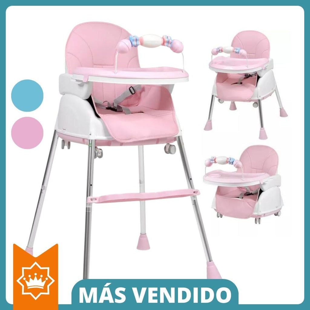 Silla Comedor para Bebé 4 en 1 Ajustable con Ruedas – Grow Plus