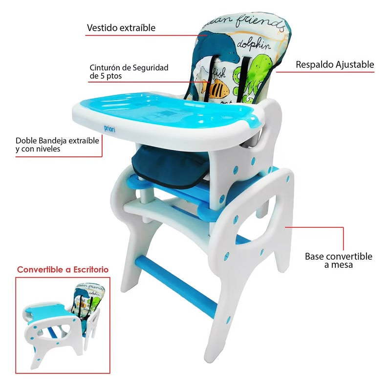 Silla Comedor Kiro 3 en 1 Convertible a Escritorio