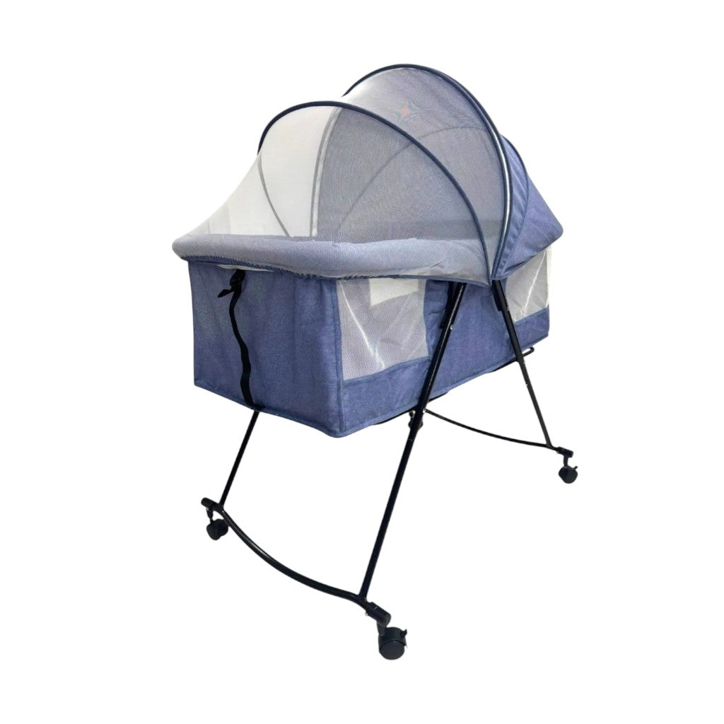 Cuna Corral Vela Mecedora con Capota y Ruedas