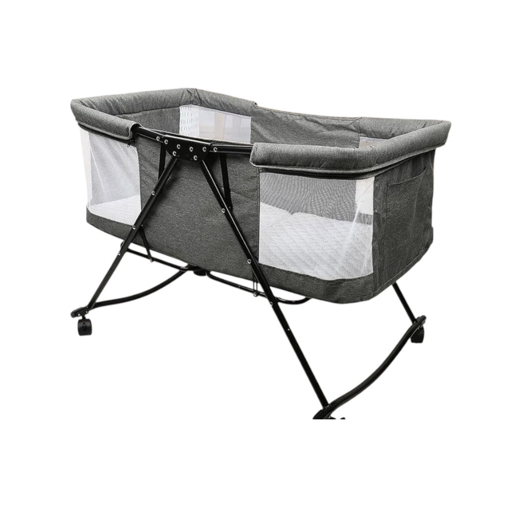 Cuna Corral Vela Mecedora con Capota y Ruedas