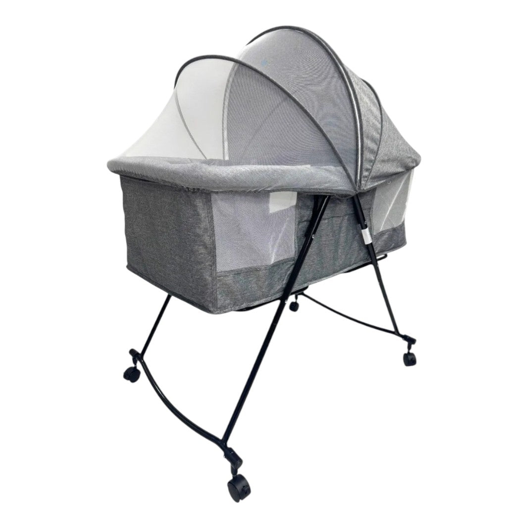 Cuna Corral Vela Mecedora con Capota y Ruedas