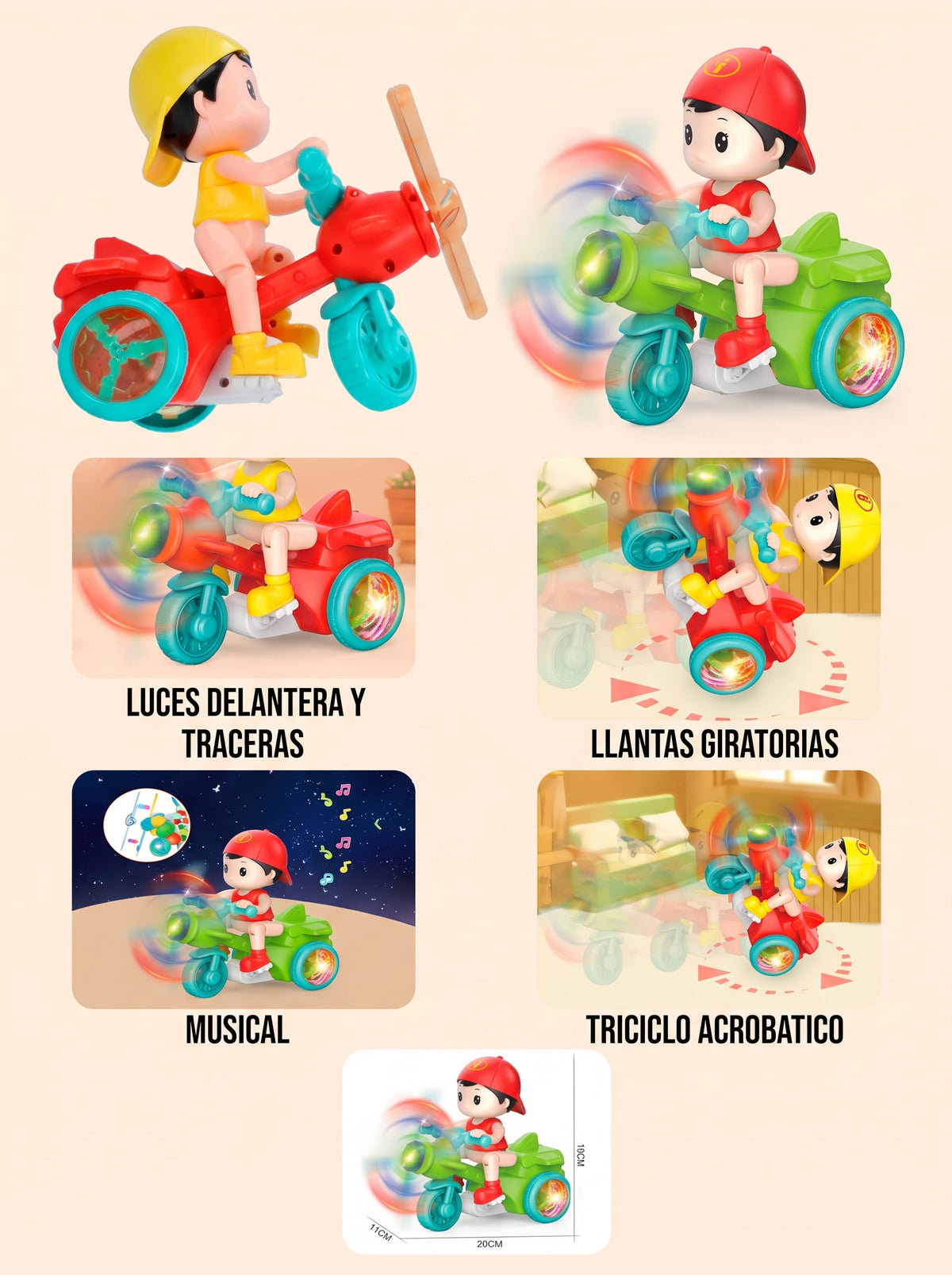 JUGUETE MOTOCICLISTA LUCES Y SONIDO / Power forward