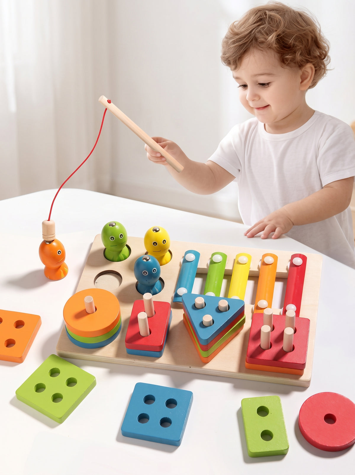 JUEGO DIDACTICO PESCA MONTESSORI / Juguete inteligente 3 en 1