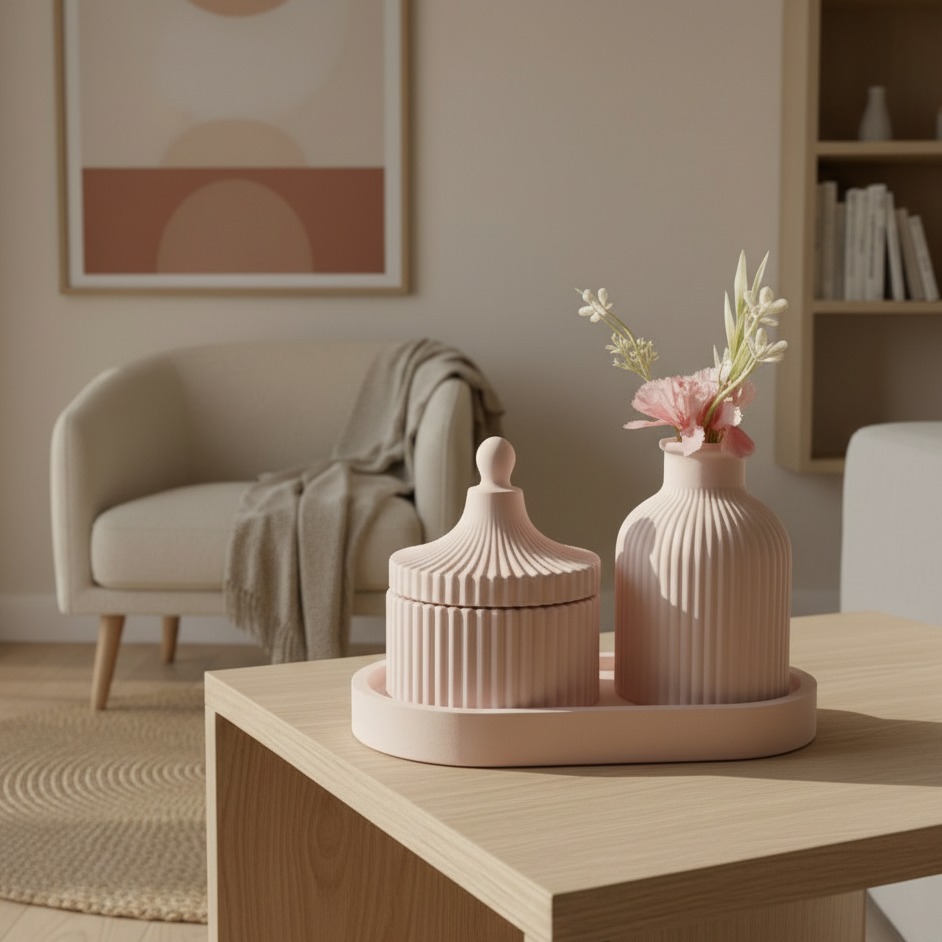 Set Decorativo Escultórico Rosea