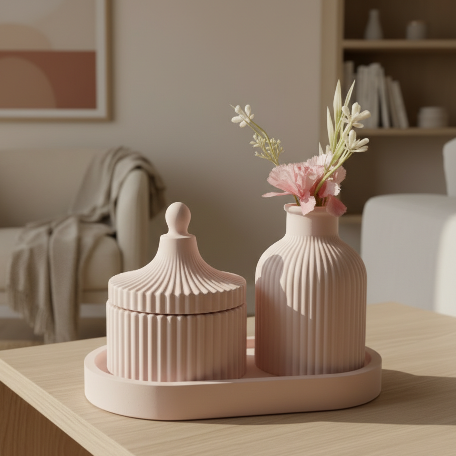 Set Decorativo Escultórico Rosea