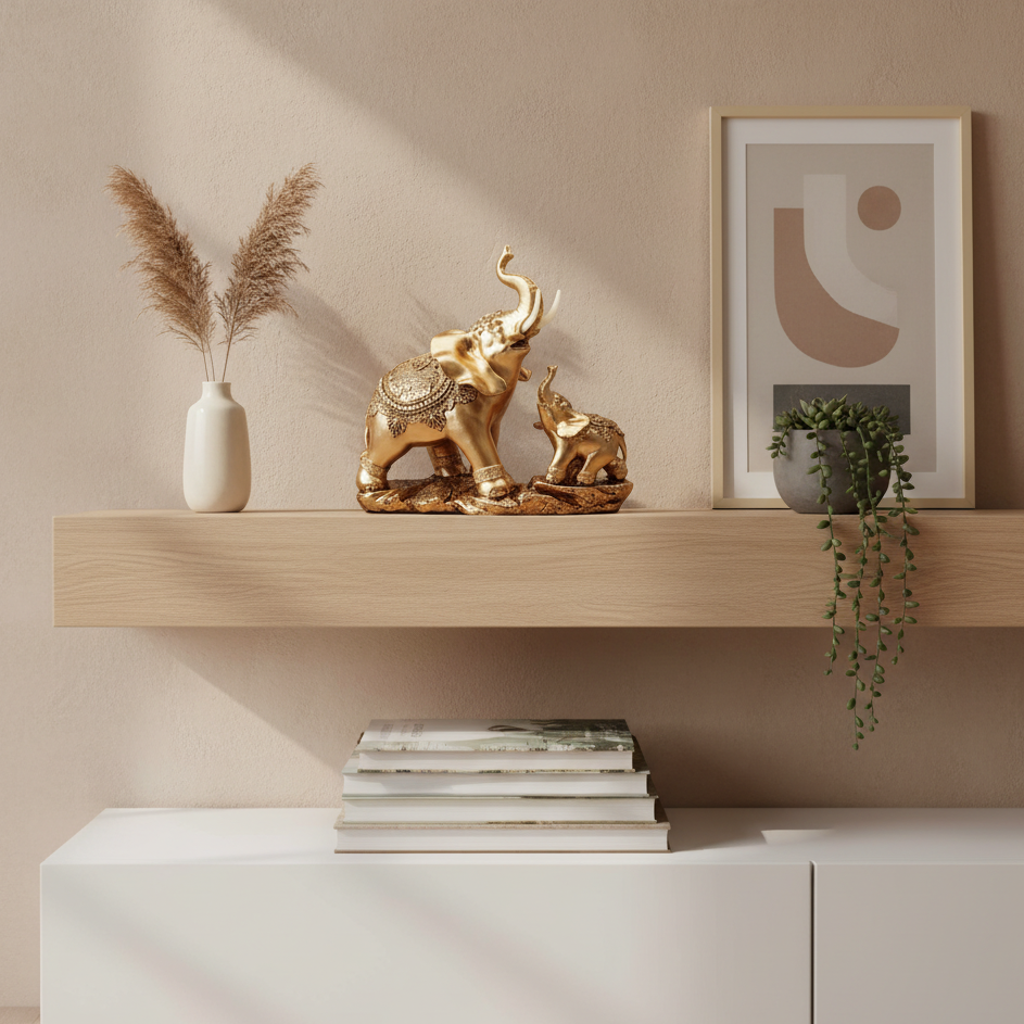 Dúo Decorativo Elefantes Aura Dorada