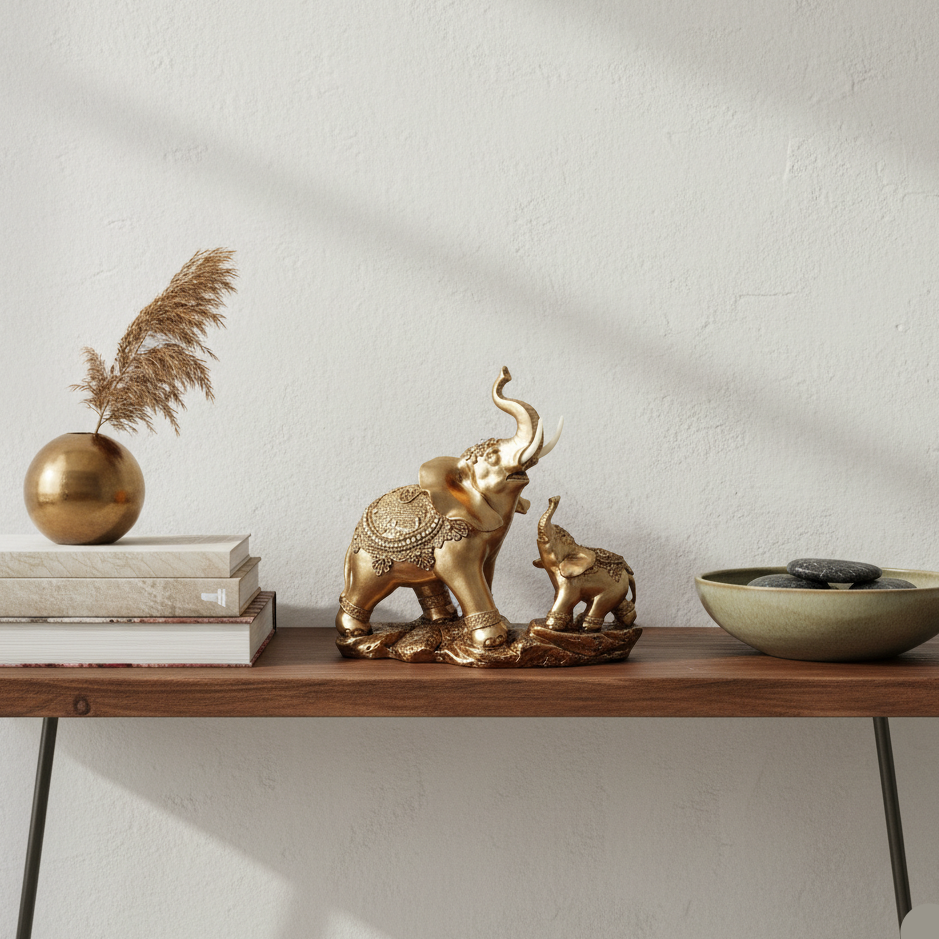Dúo Decorativo Elefantes Aura Dorada