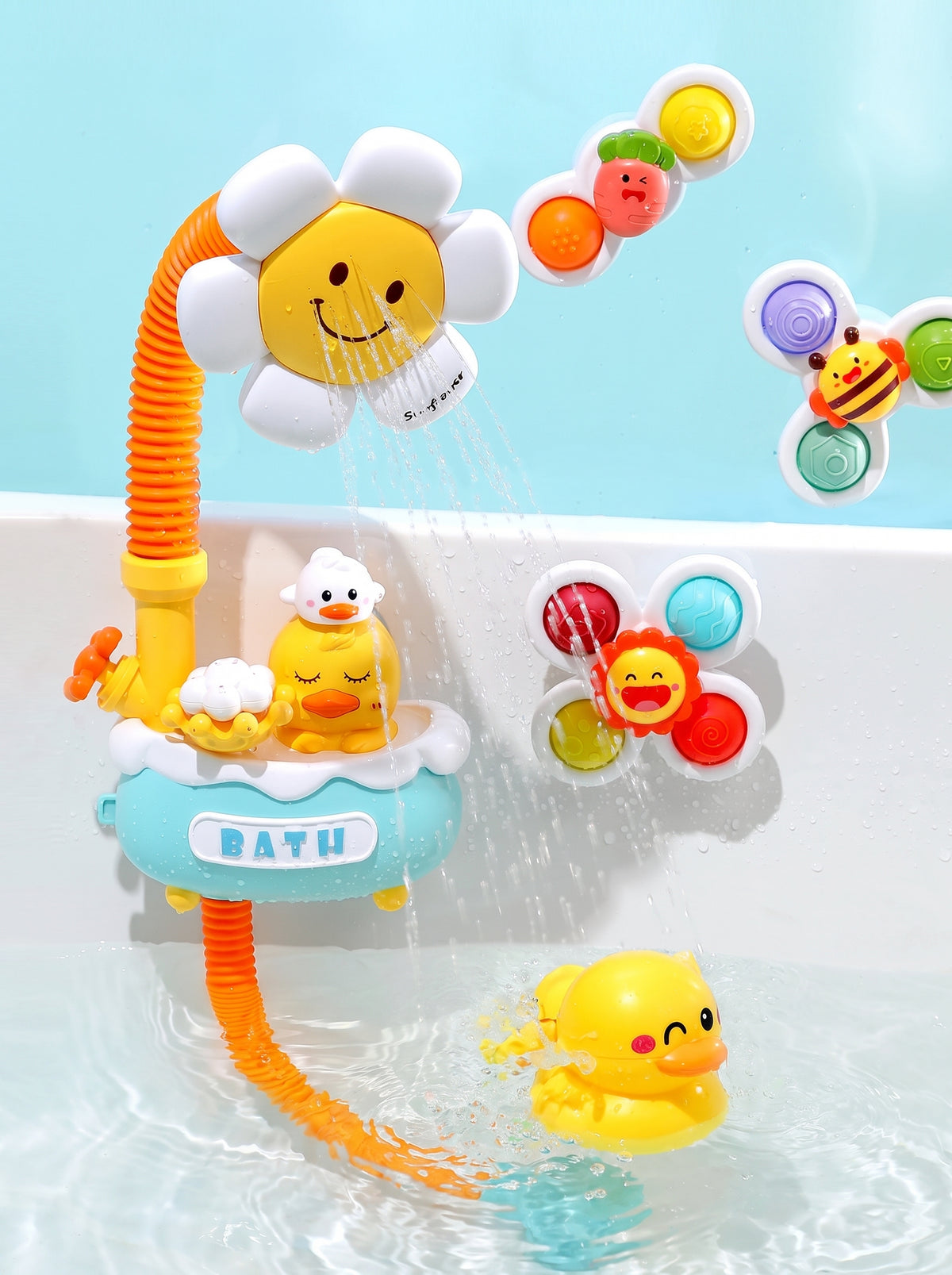DUCHA PARA BEBÉ PATO Y FLOR/ baño divertido y relajante