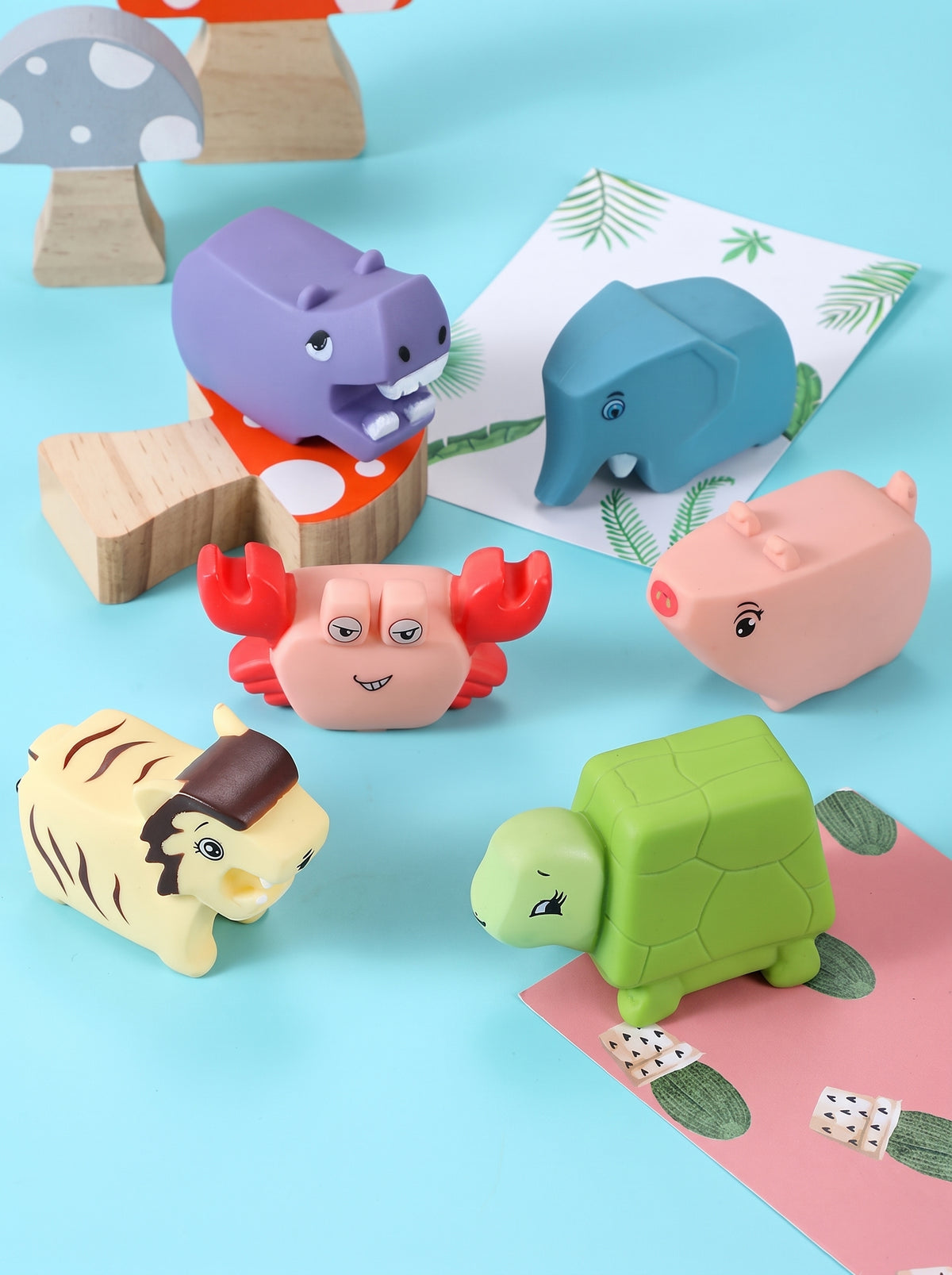 SET DE 6 ANIMALES DE GOMA PARA BEBÉ / juguetes de baño sensoriales