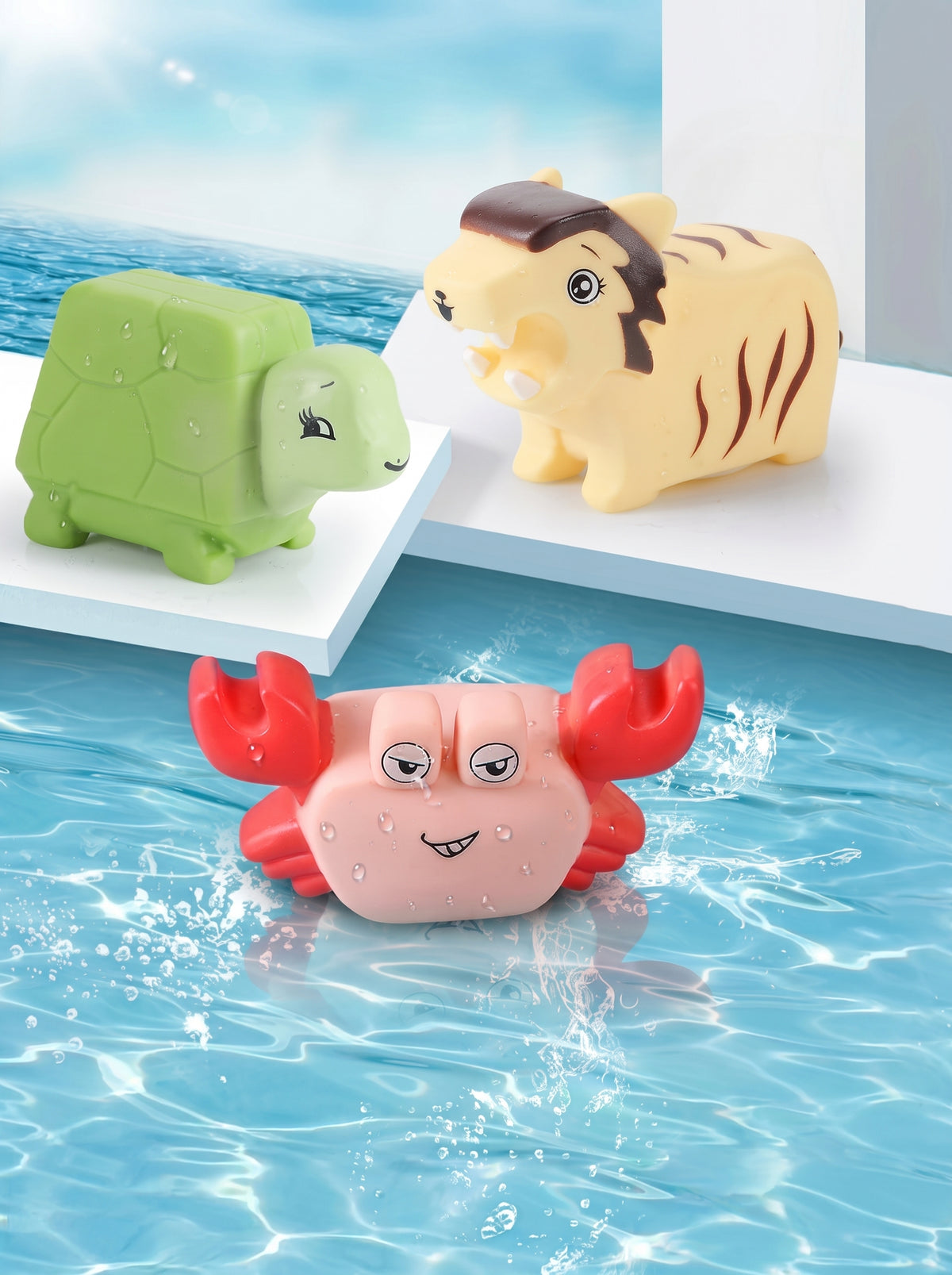 SET DE 6 ANIMALES DE GOMA PARA BEBÉ / juguetes de baño sensoriales