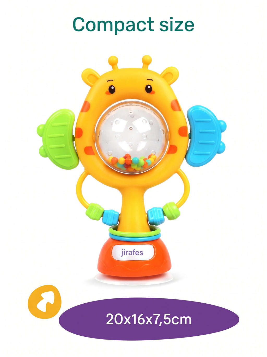 DIDACTICO SONAJERO JIRAFA CON VENTOSA / Ruleta sonajero sensorial montessori