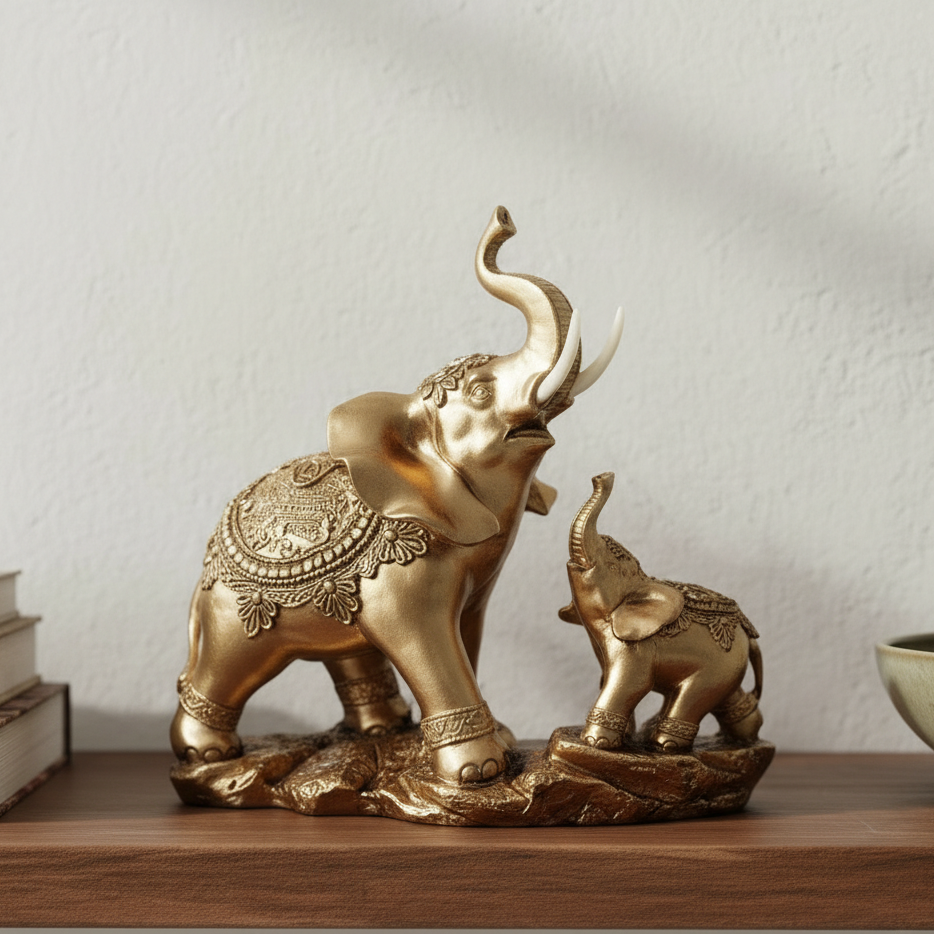 Dúo Decorativo Elefantes Aura Dorada